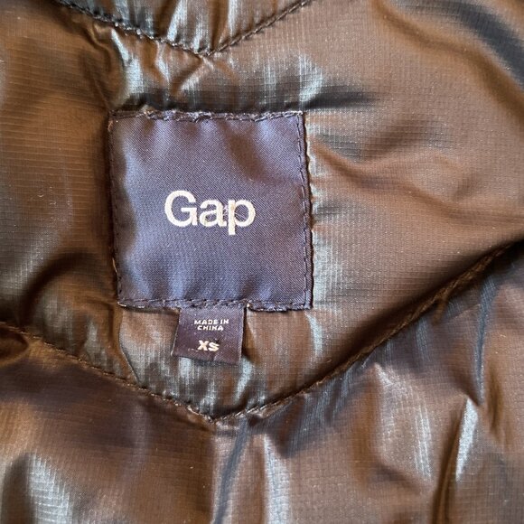 Gap Down Puffer Black Adjustable Collar Zip Cuffs Zip and Snap Closure Size XS - Picture 13 of 15